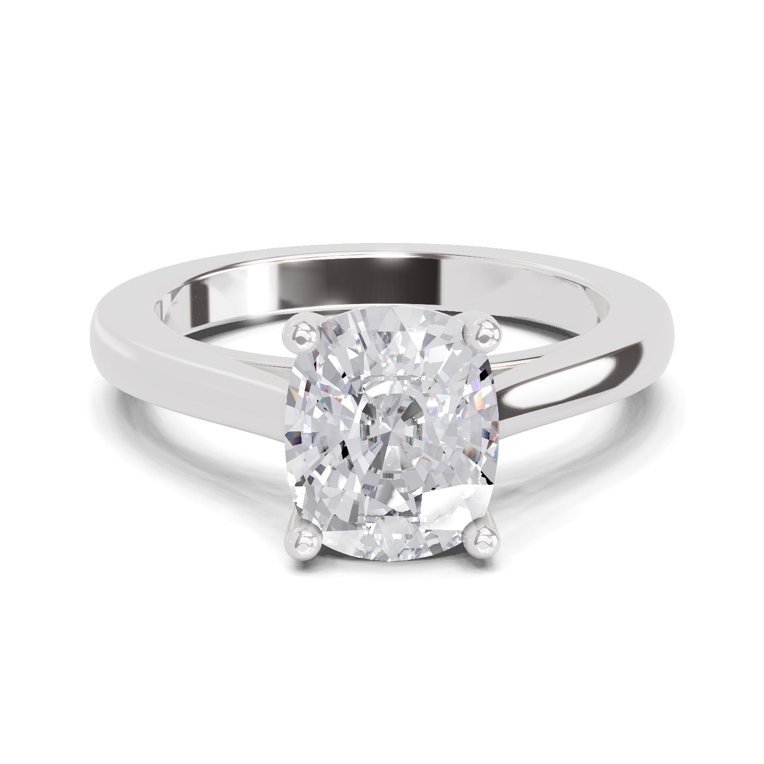2 Ct Cushion Shape Solitaire Diamond Ring| 14K White Gold