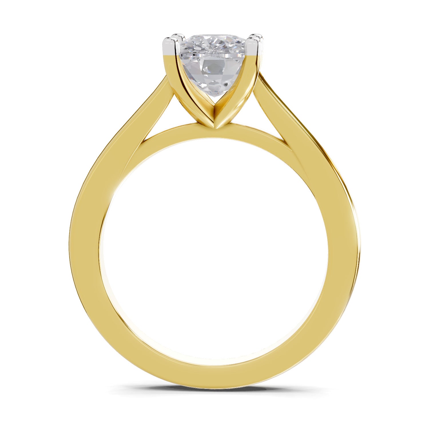 2 Ct Cushion Shape Solitaire Diamond Ring| 14K Yellow Gold
