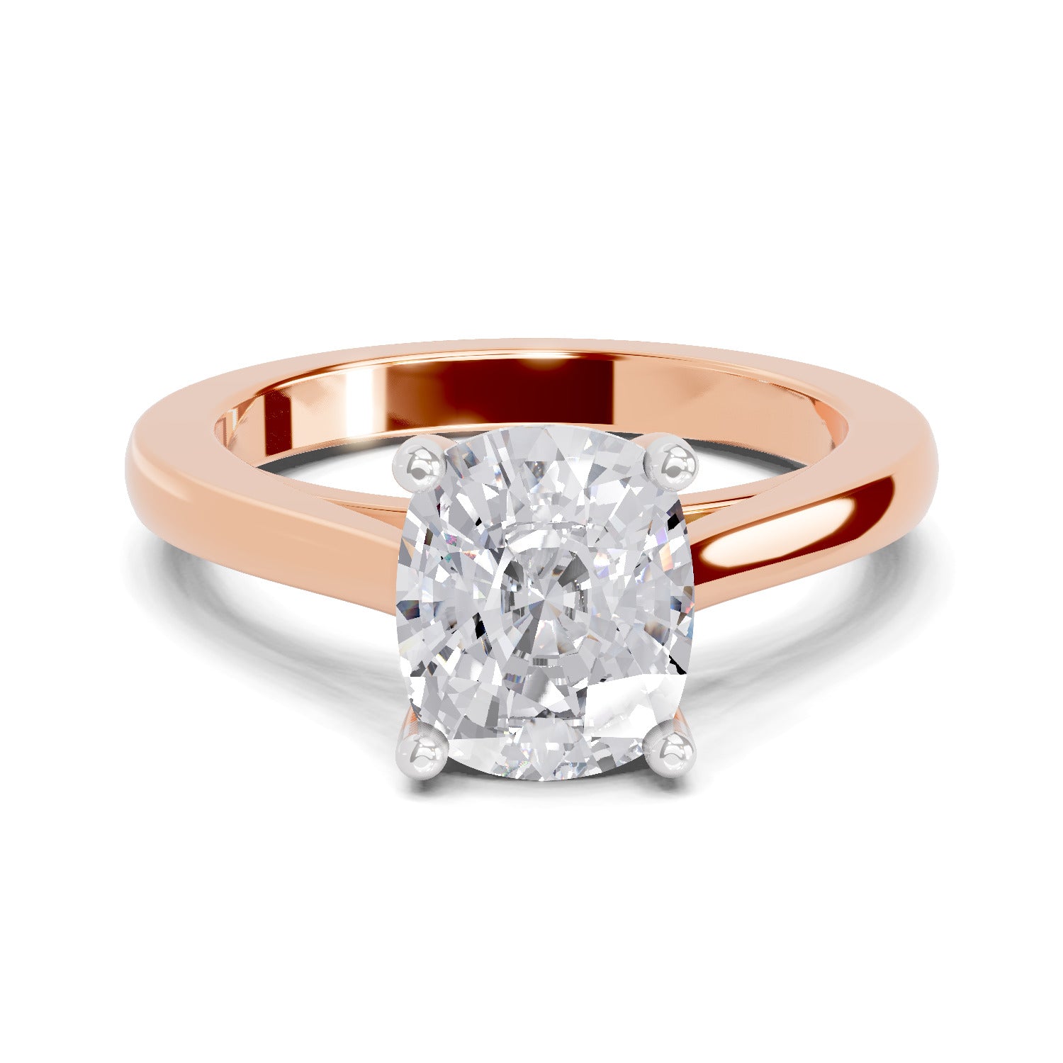 3 Ct Cushion Shape Solitaire Diamond Ring| 14K Rose Gold
