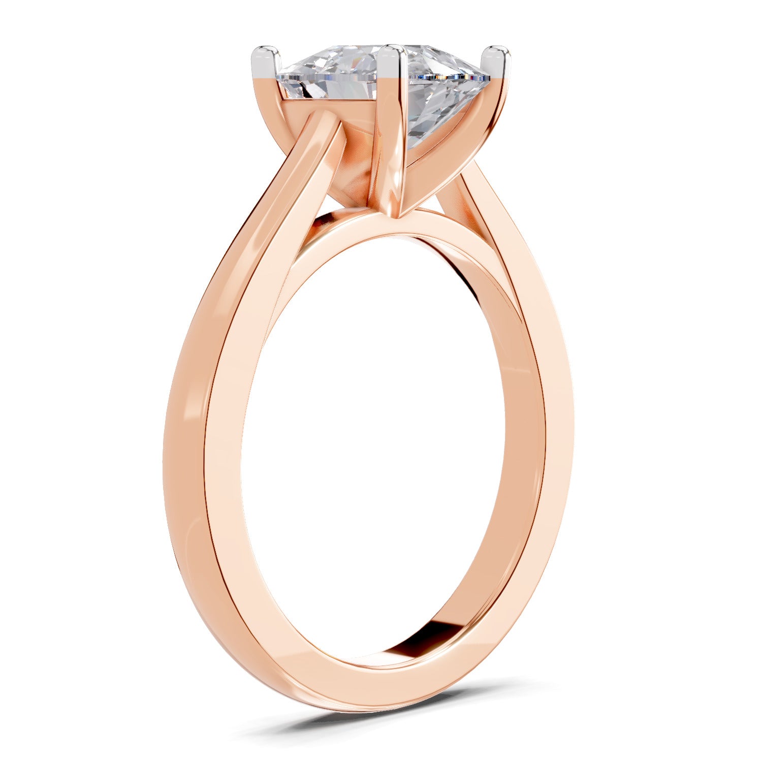 3 Ct Cushion Shape Solitaire Diamond Ring| 14K Rose Gold