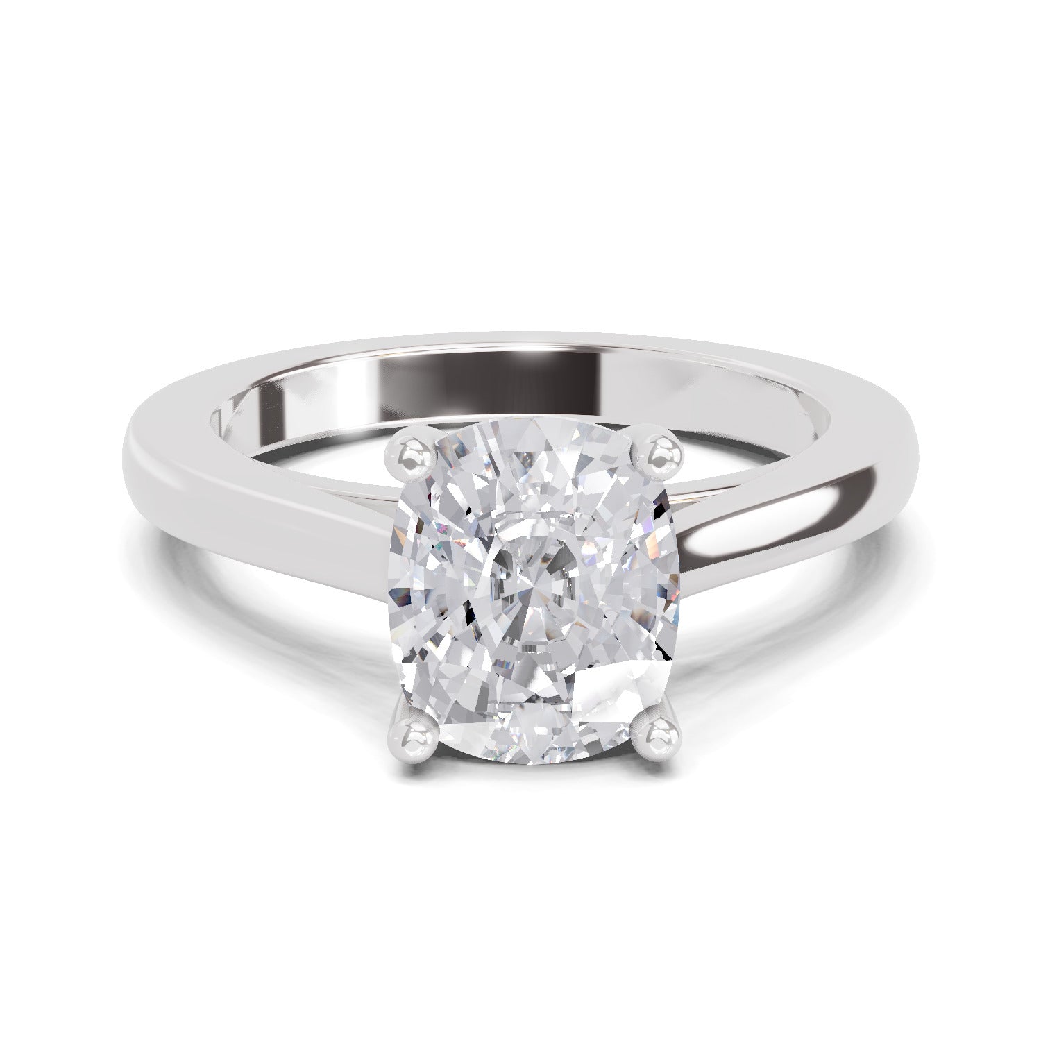 3 Ct Cushion Shape Solitaire Diamond Ring| 14K White Gold
