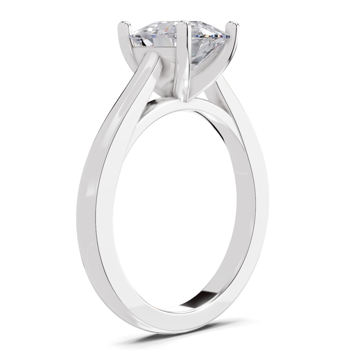 3 Ct Cushion Shape Solitaire Diamond Ring| 14K White Gold