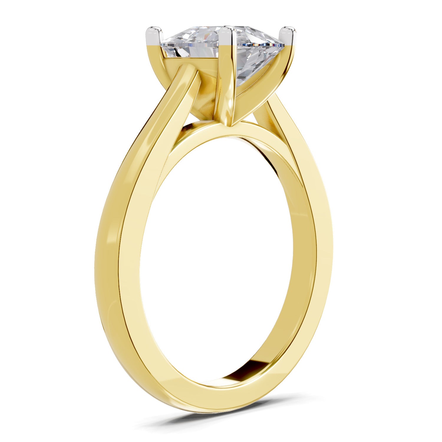 3 Ct Cushion Shape Solitaire Diamond Ring| 14K Yellow Gold