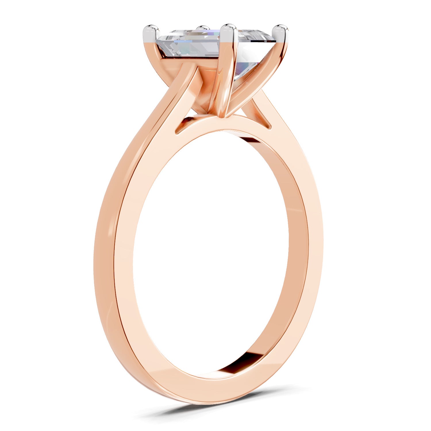 2.1 Ct Emerald Shape Solitaire Diamond Ring| 14K Rose Gold