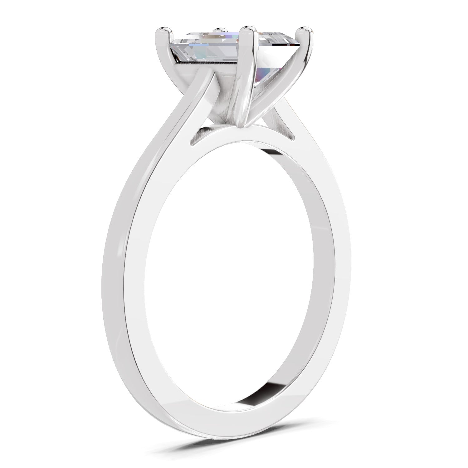 2.1 Ct Emerald Shape Solitaire Diamond Ring| 14K White Gold