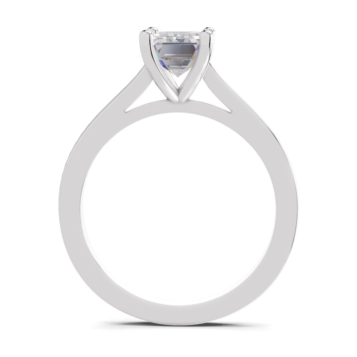 2.1 Ct Emerald Shape Solitaire Diamond Ring| 14K White Gold