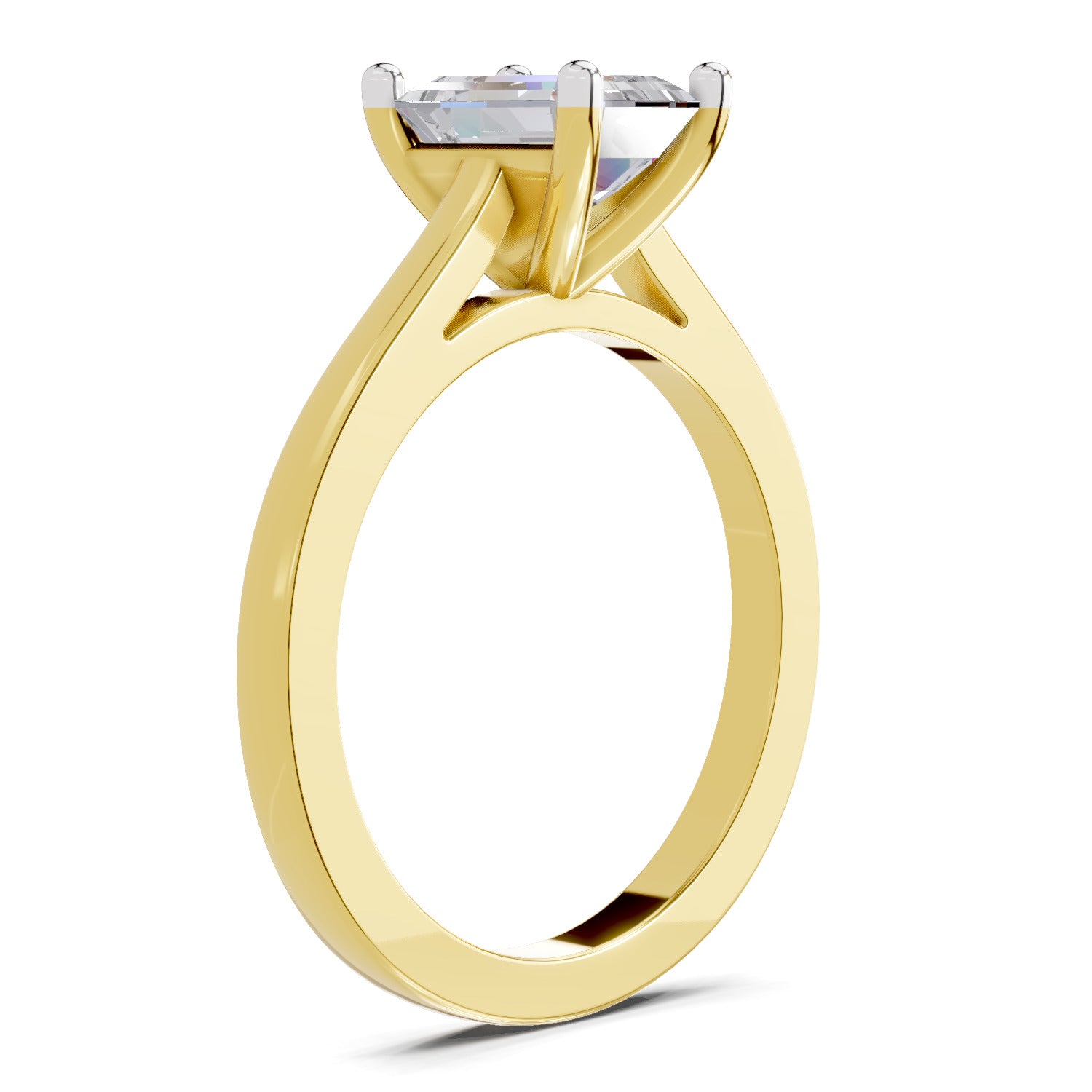 2.1 Ct Emerald Shape Solitaire Diamond Ring| 14K Yellow Gold