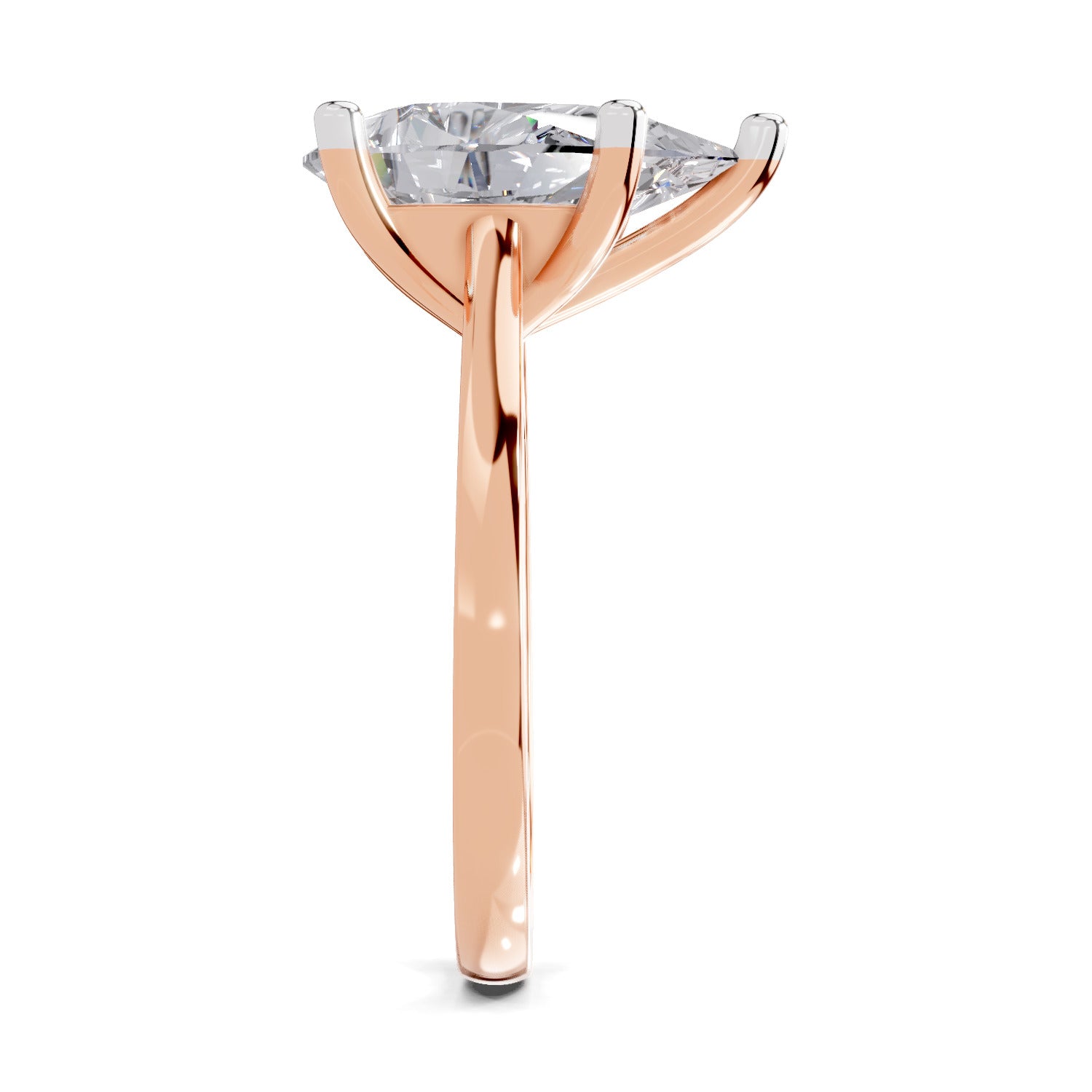4 Ct Pear Shape Solitaire Diamond Ring| 14K Rose Gold
