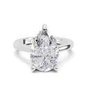 4 Ct Pear Shape Solitaire Diamond Ring| 14K White Gold