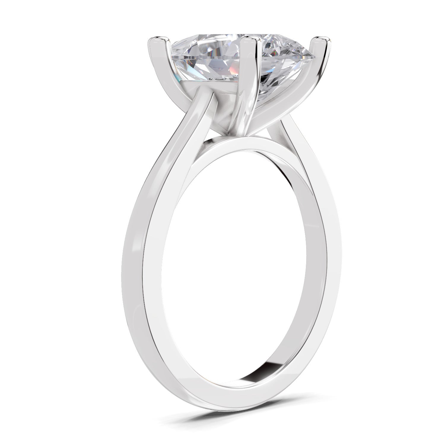 4 Ct Pear Shape Solitaire Diamond Ring| 14K White Gold