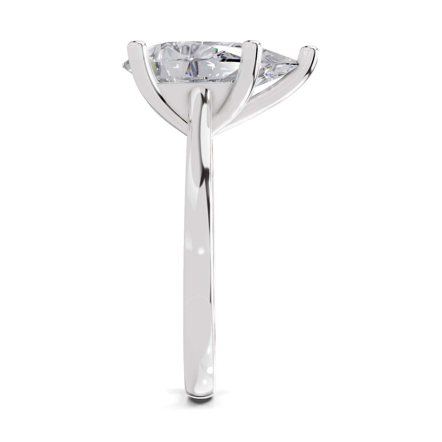 4 Ct Pear Shape Solitaire Diamond Ring| 14K White Gold
