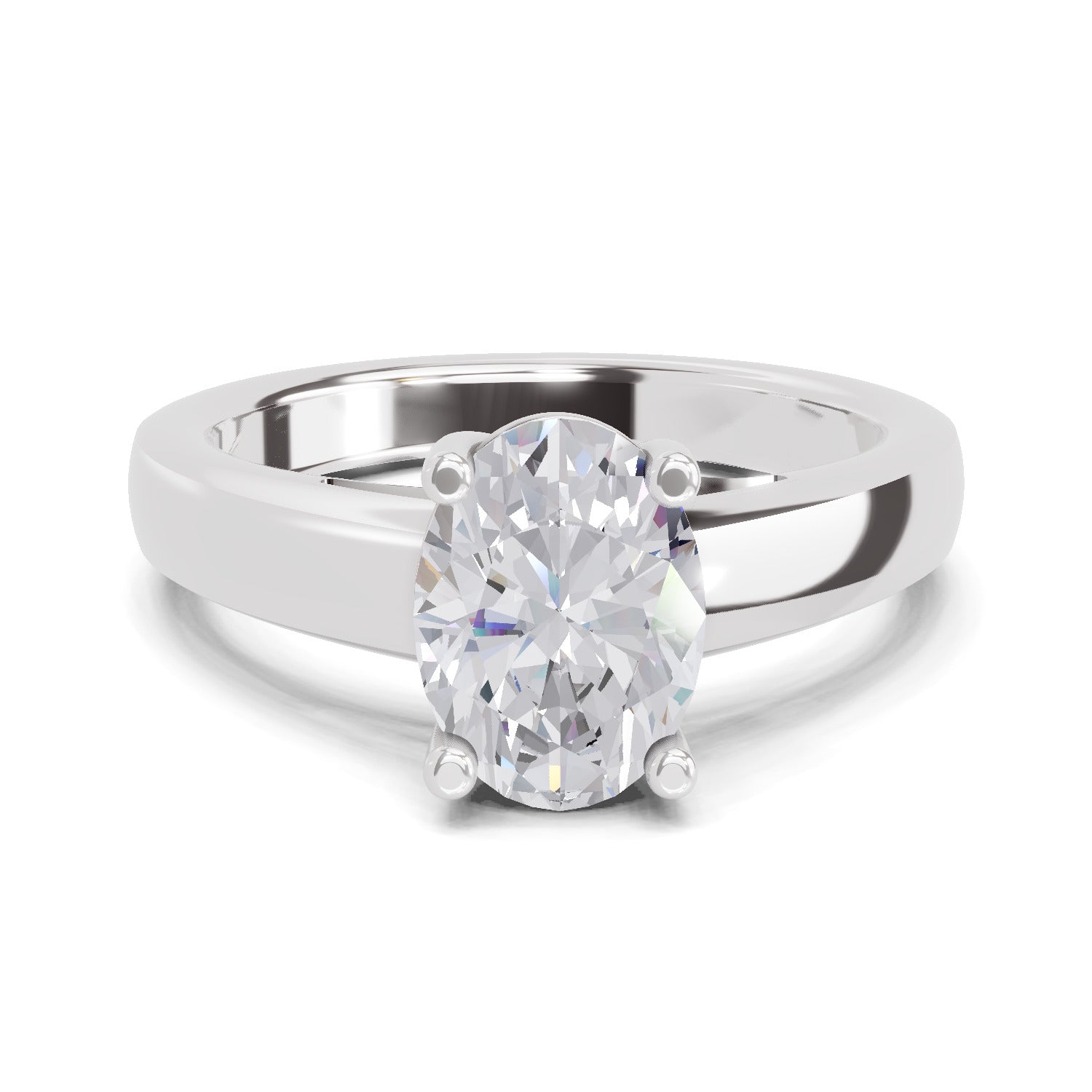 1 Ct Oval Shape Solitaire Diamond Ring| 14K White Gold