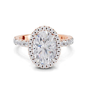 2.6 Ct  Oval Shape Halo Diamond Ring| 14K Rose Gold