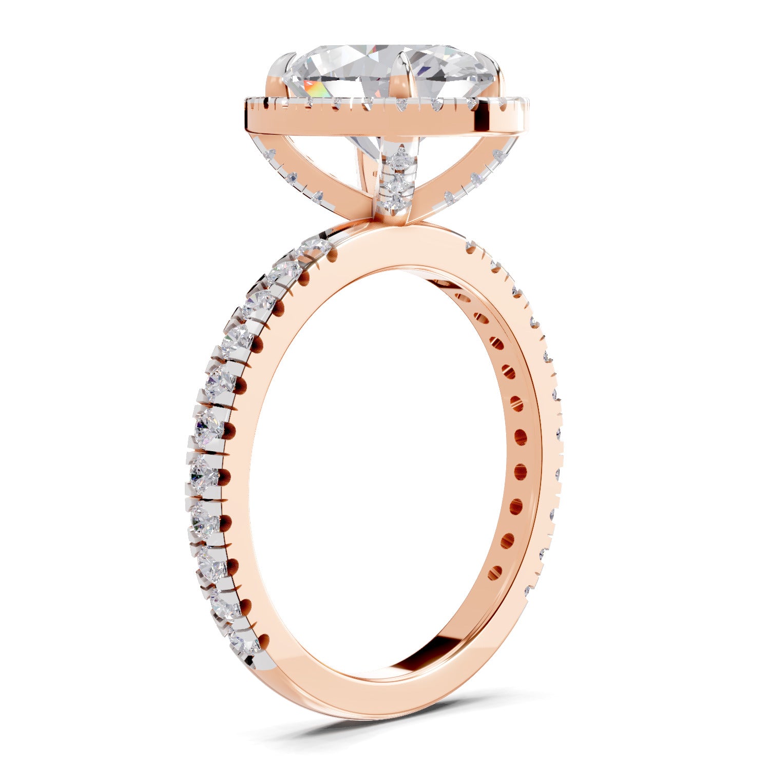 2.6 Ct  Oval Shape Halo Diamond Ring| 14K Rose Gold