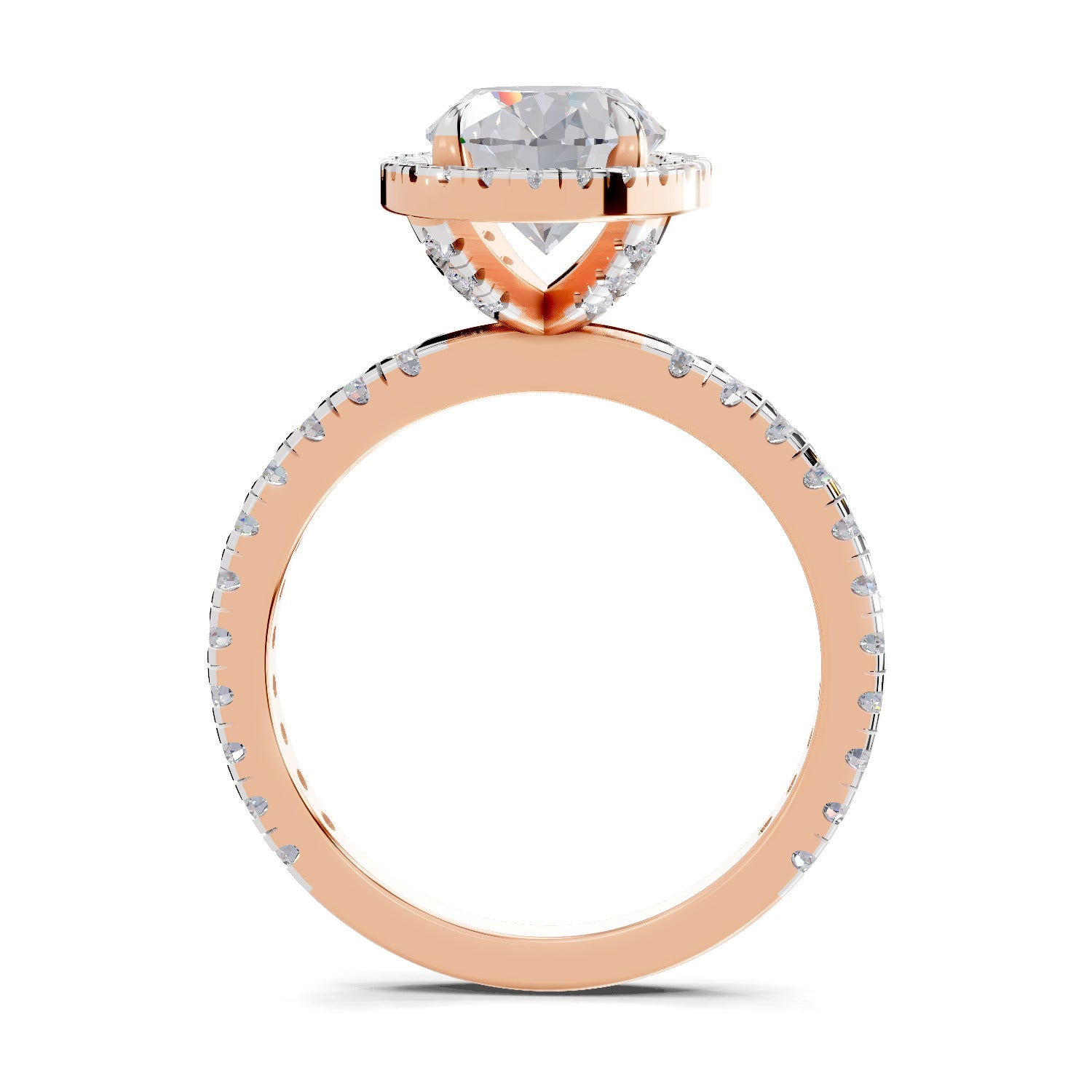 2.6 Ct  Oval Shape Halo Diamond Ring| 14K Rose Gold