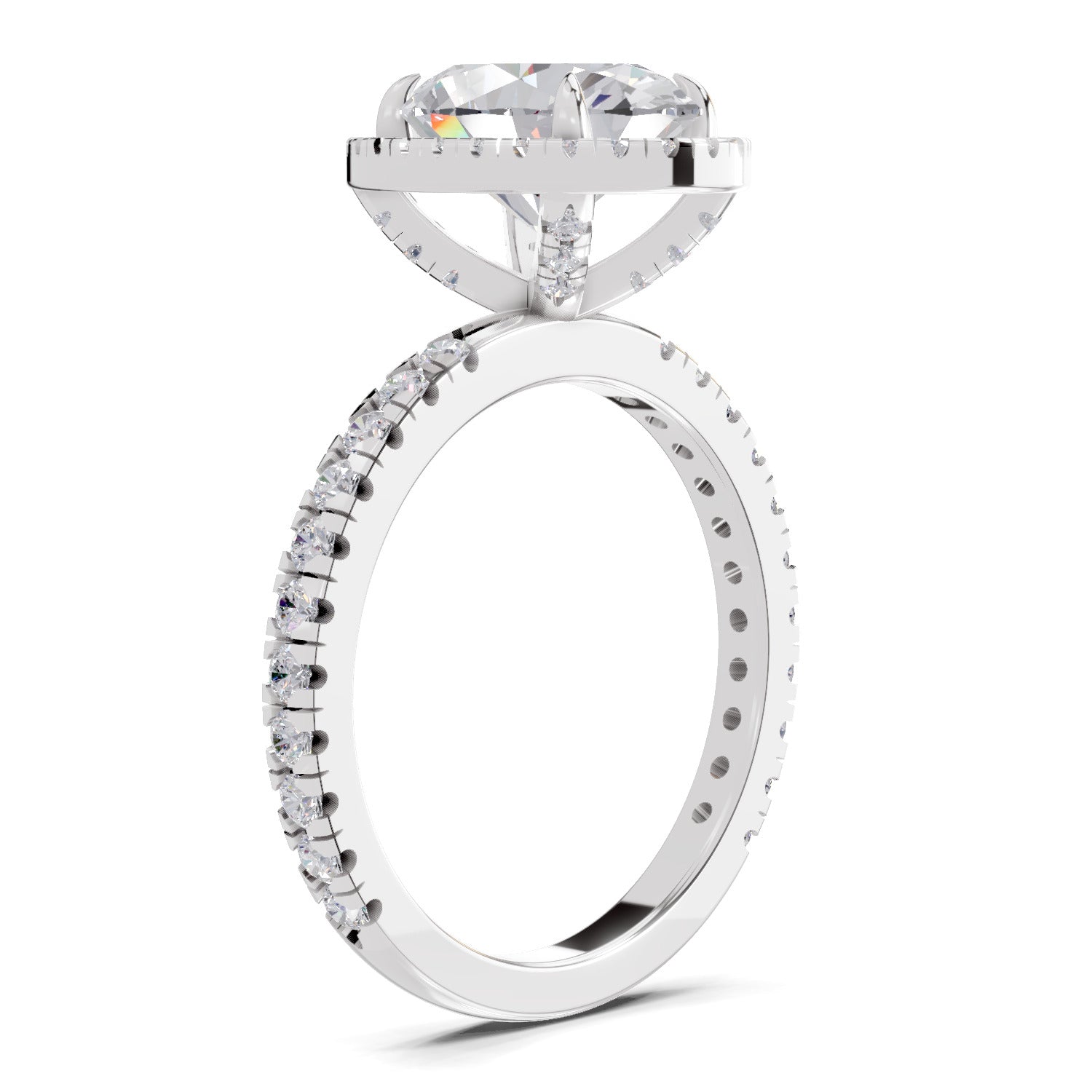 2.6 Ct  Oval Shape Halo Diamond Ring| 14K White Gold