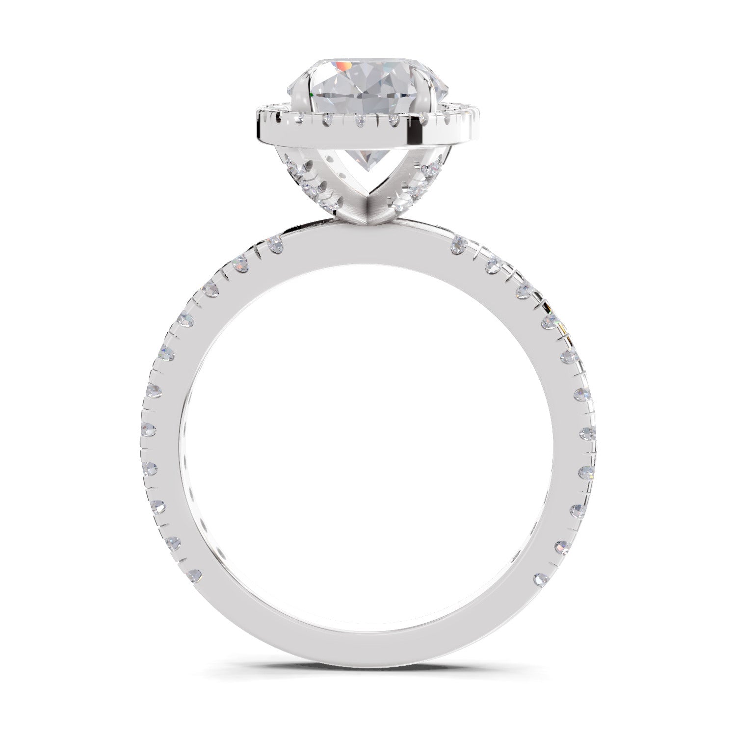 2.6 Ct  Oval Shape Halo Diamond Ring| 14K White Gold