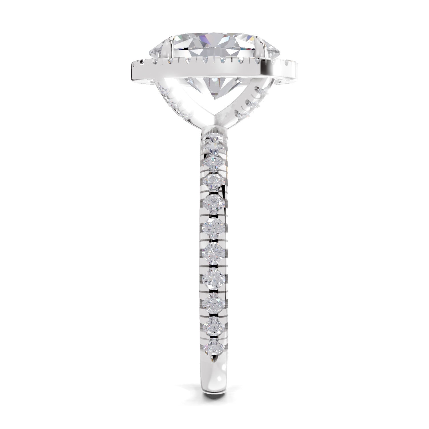 2.6 Ct  Oval Shape Halo Diamond Ring| 14K White Gold