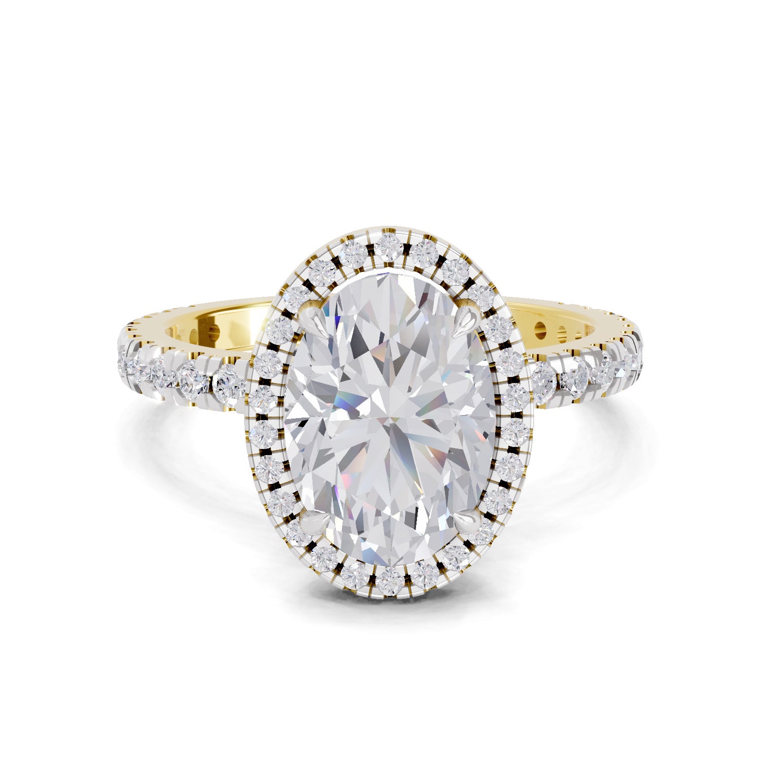 2.6 Ct  Oval Shape Halo Diamond Ring| 14K Yellow Gold