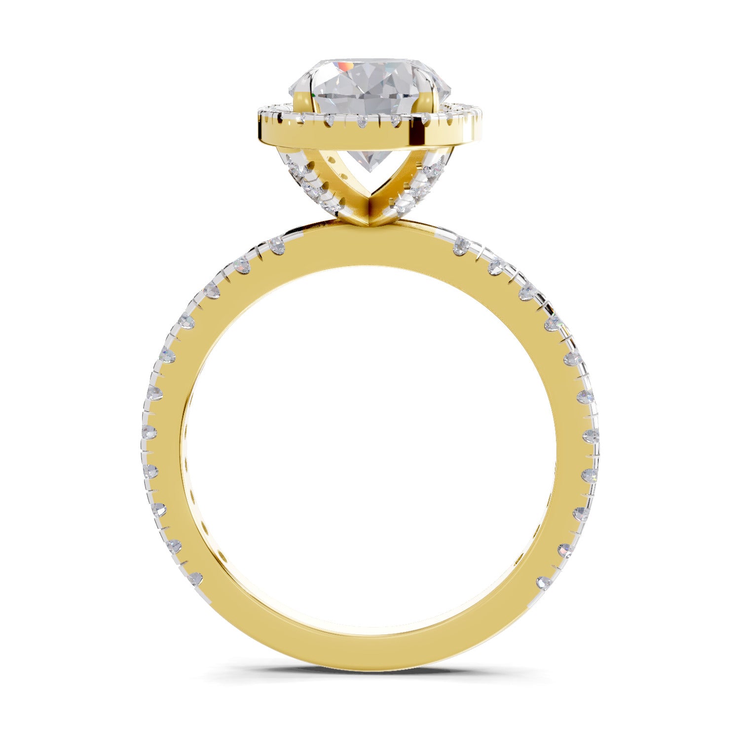 2.6 Ct  Oval Shape Halo Diamond Ring| 14K Yellow Gold