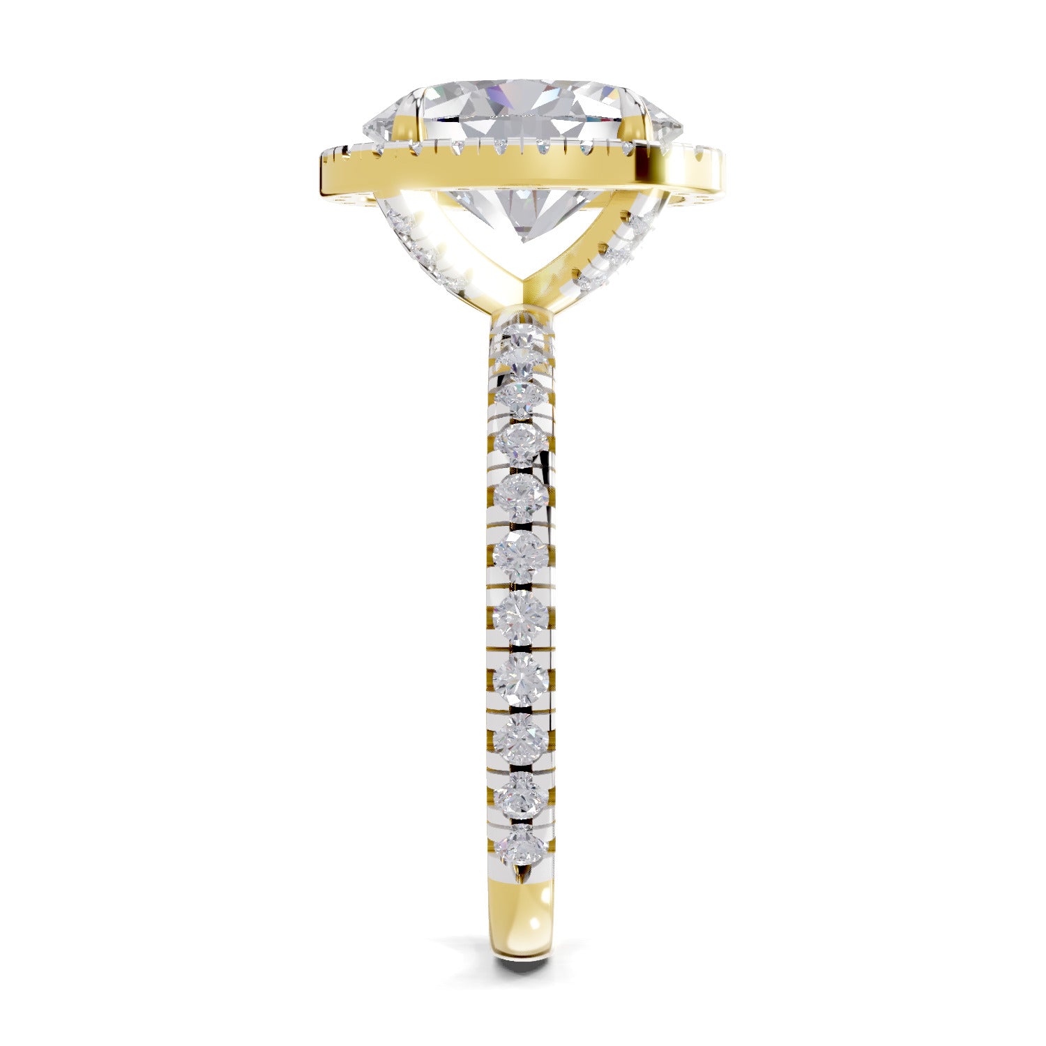 2.6 Ct  Oval Shape Halo Diamond Ring| 14K Yellow Gold