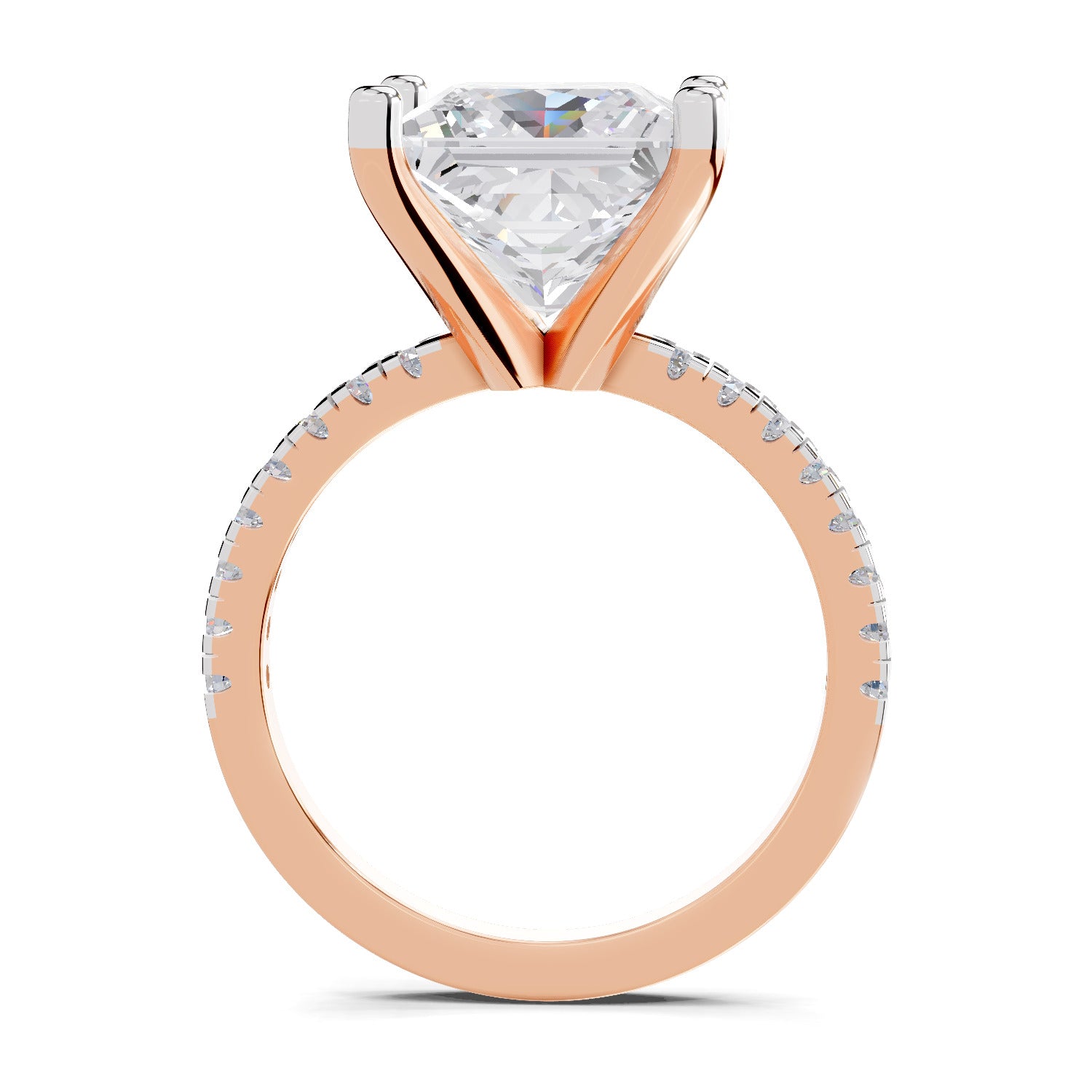 4.22 Ct Princess Shape Solitaire Diamond Ring| 14K Rose Gold