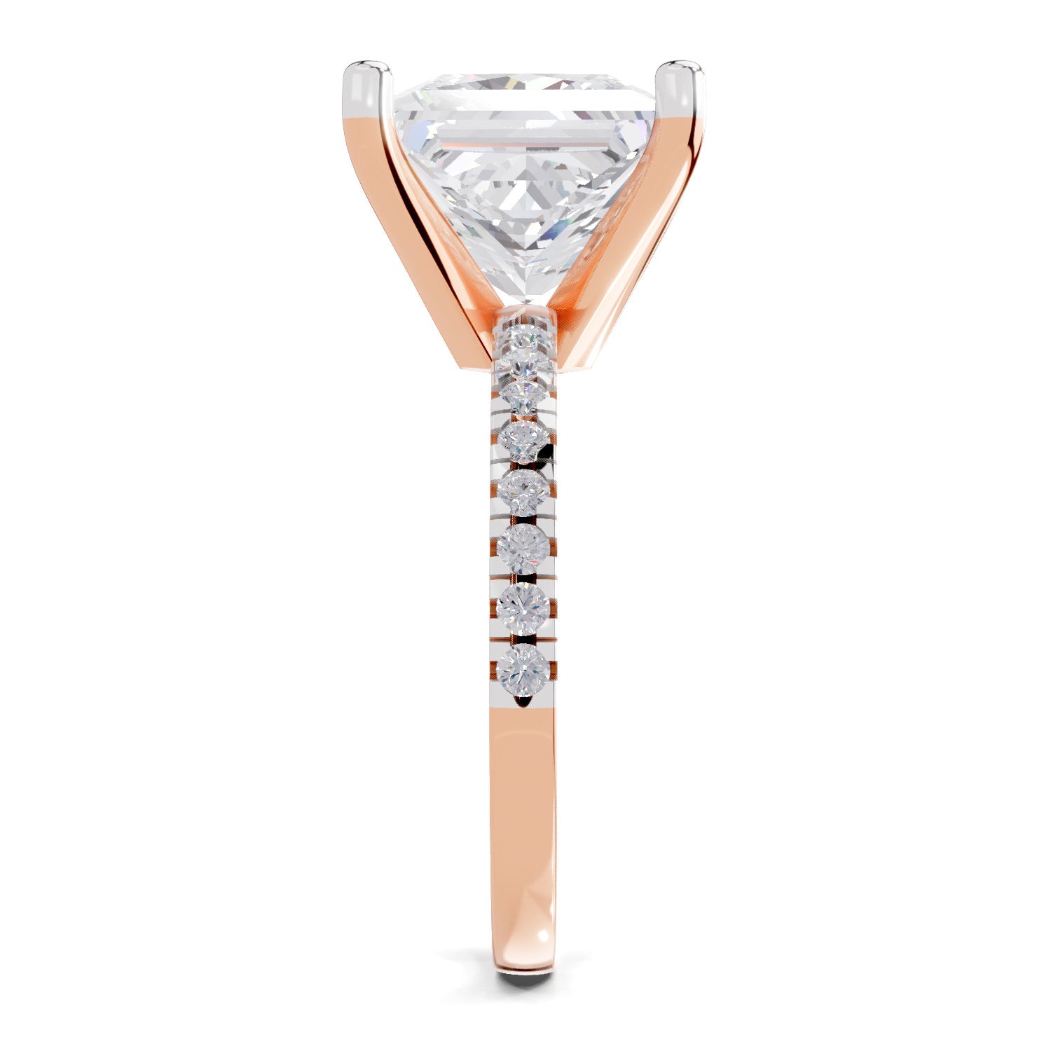 4.22 Ct Princess Shape Solitaire Diamond Ring| 14K Rose Gold