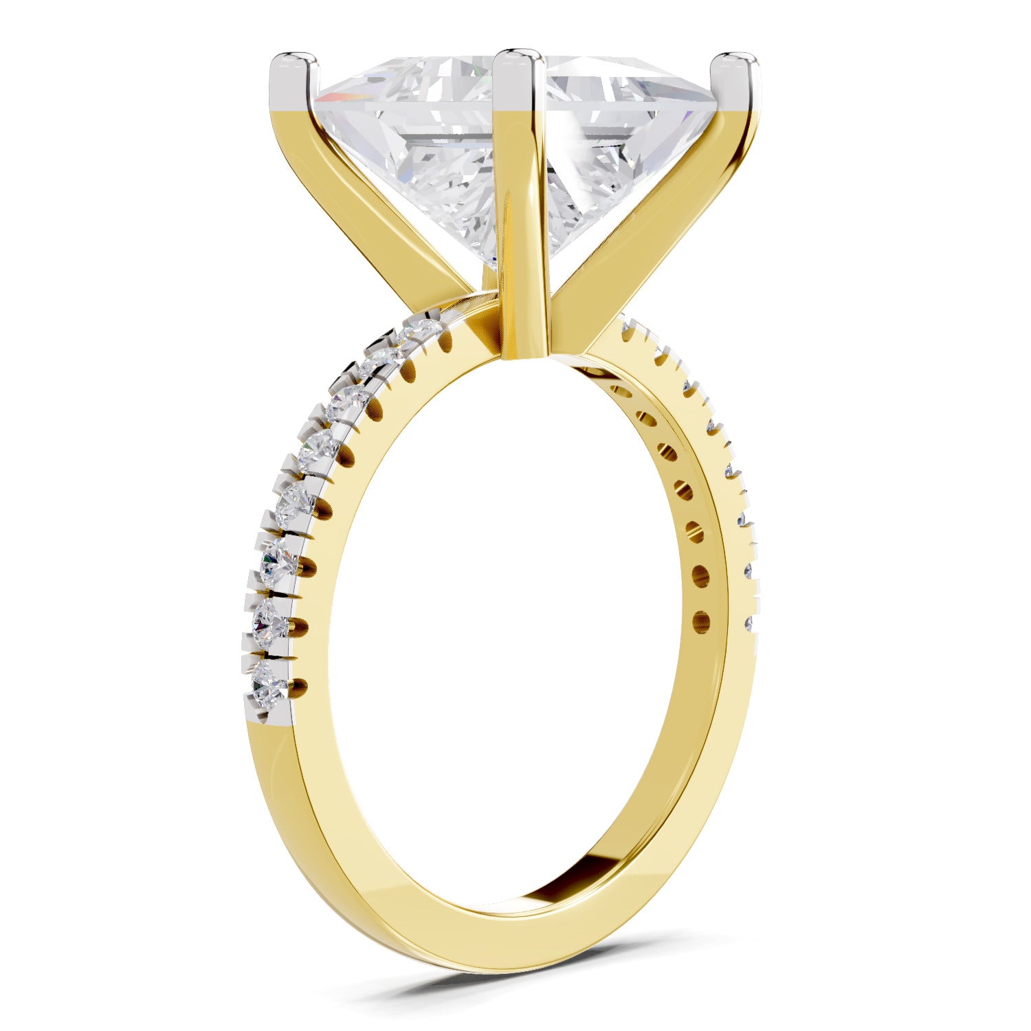 4.22 Ct Princess Shape Solitaire Diamond Ring| 14K Yellow Gold