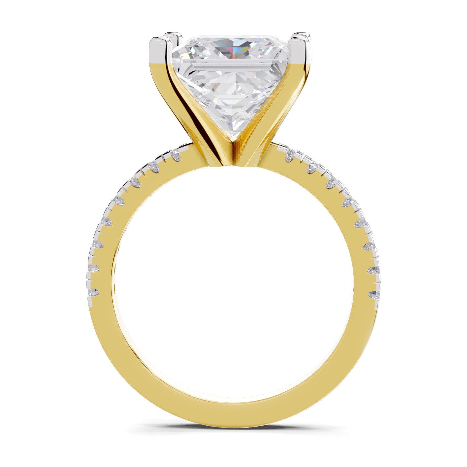 4.22 Ct Princess Shape Solitaire Diamond Ring| 14K Yellow Gold