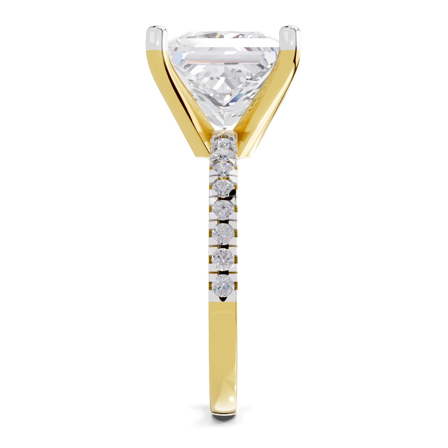 4.22 Ct Princess Shape Solitaire Diamond Ring| 14K Yellow Gold