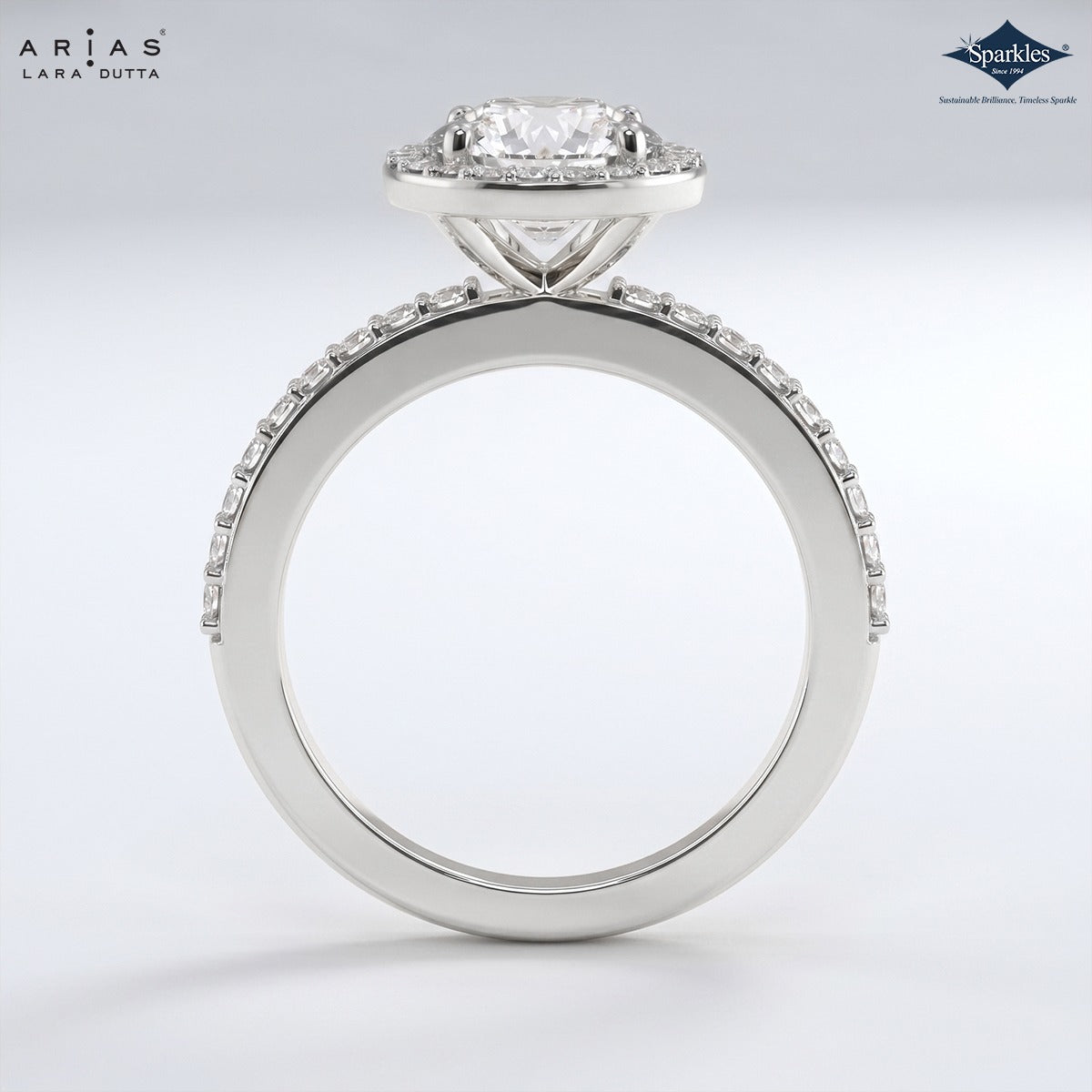 Arias by Lara Dutta Radiant Cut Halo Engagement Ring