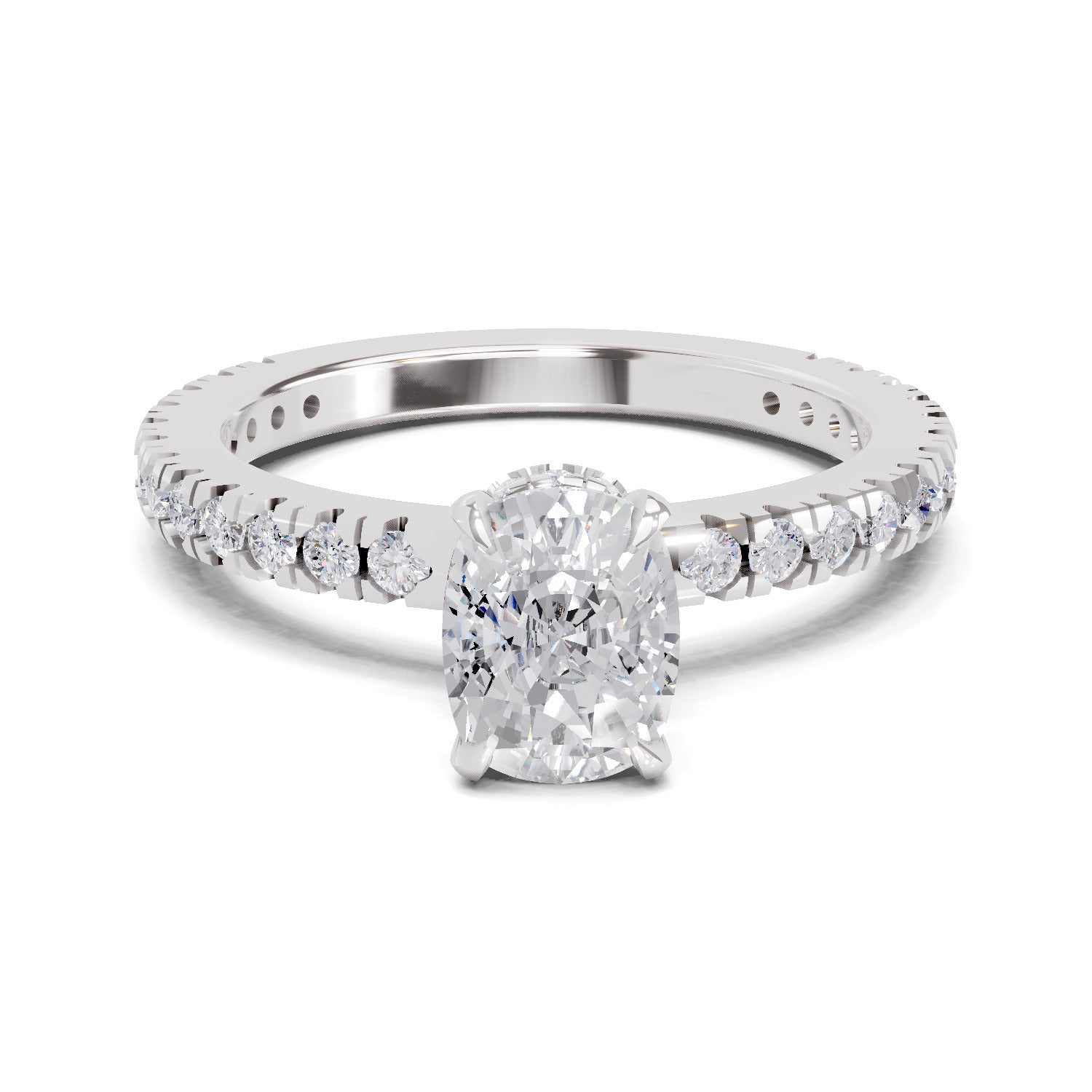 1.41 Ct Cushion Shape Solitaire Diamond Ring| 14K White Gold