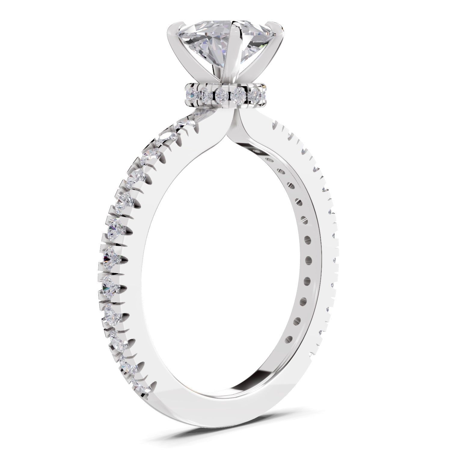 1.41 Ct Cushion Shape Solitaire Diamond Ring| 14K White Gold