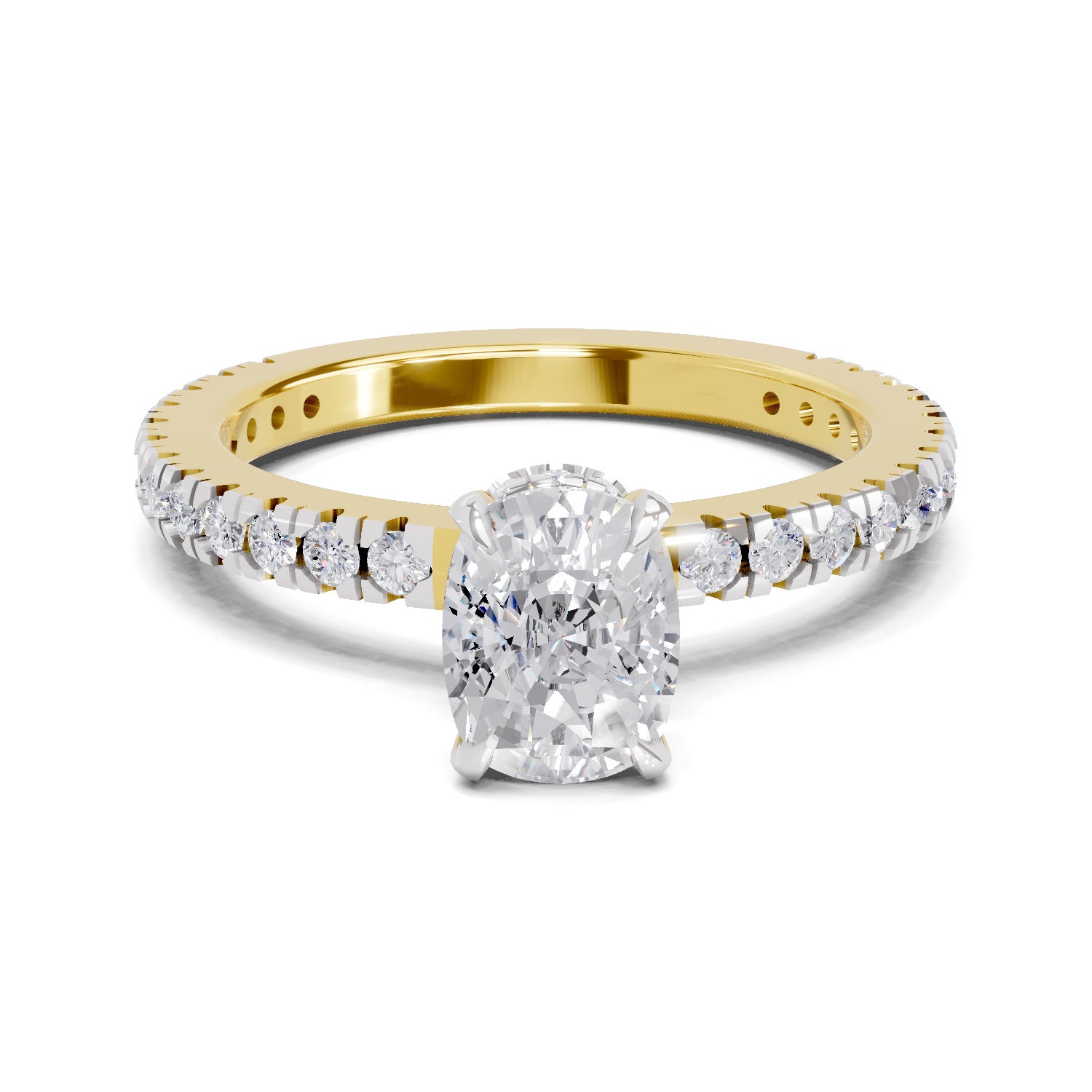 1.41 Ct Cushion Shape Solitaire Diamond Ring| 14K Yellow Gold