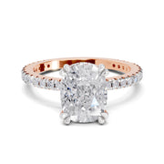 3.19 Ct Cushion Shape Solitaire Diamond Ring| 14K Rose Gold