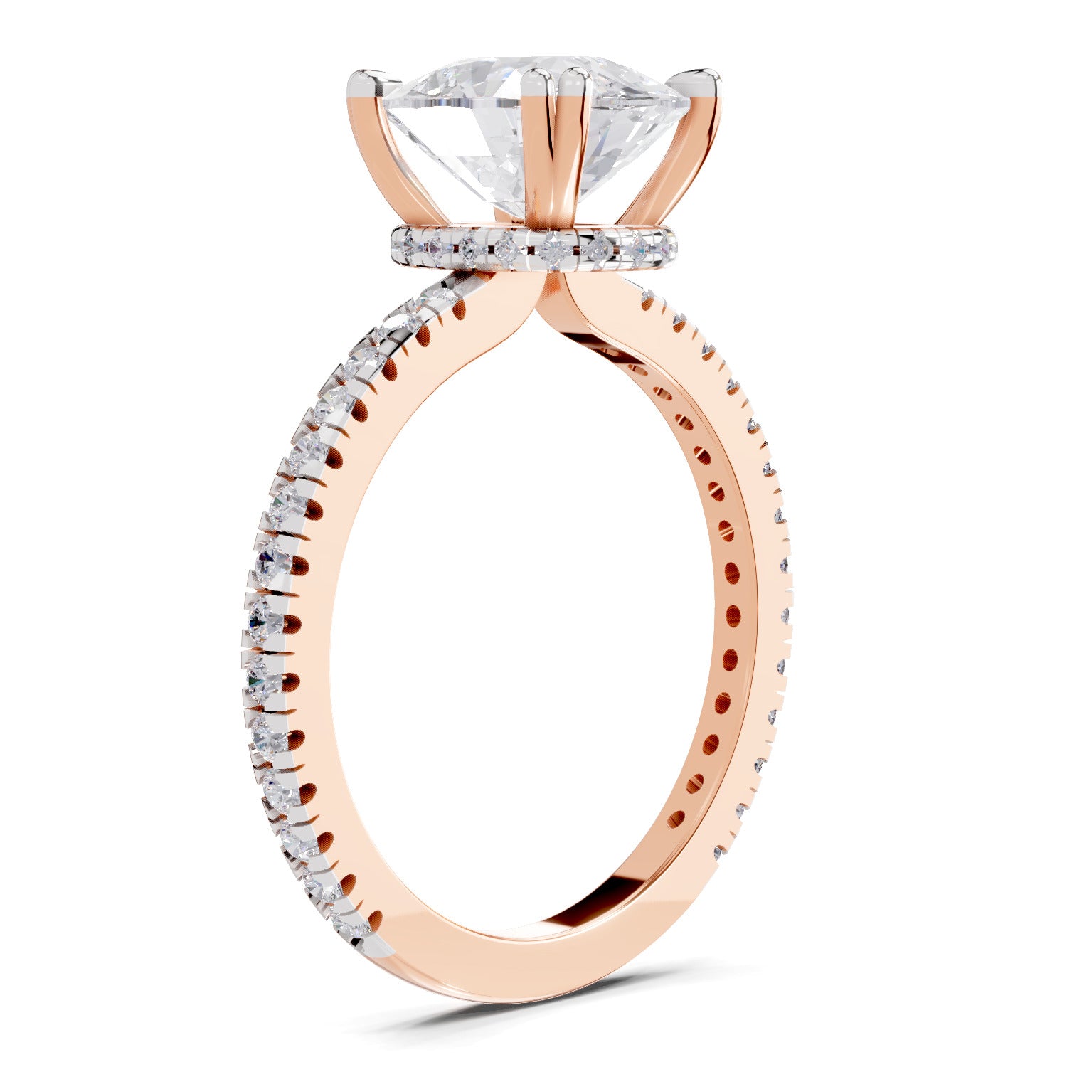 3.19 Ct Cushion Shape Solitaire Diamond Ring| 14K Rose Gold