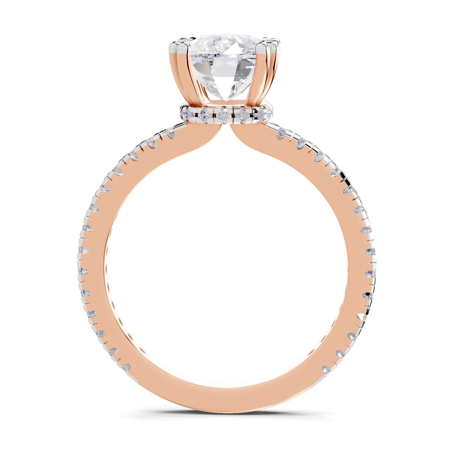 3.19 Ct Cushion Shape Solitaire Diamond Ring| 14K Rose Gold