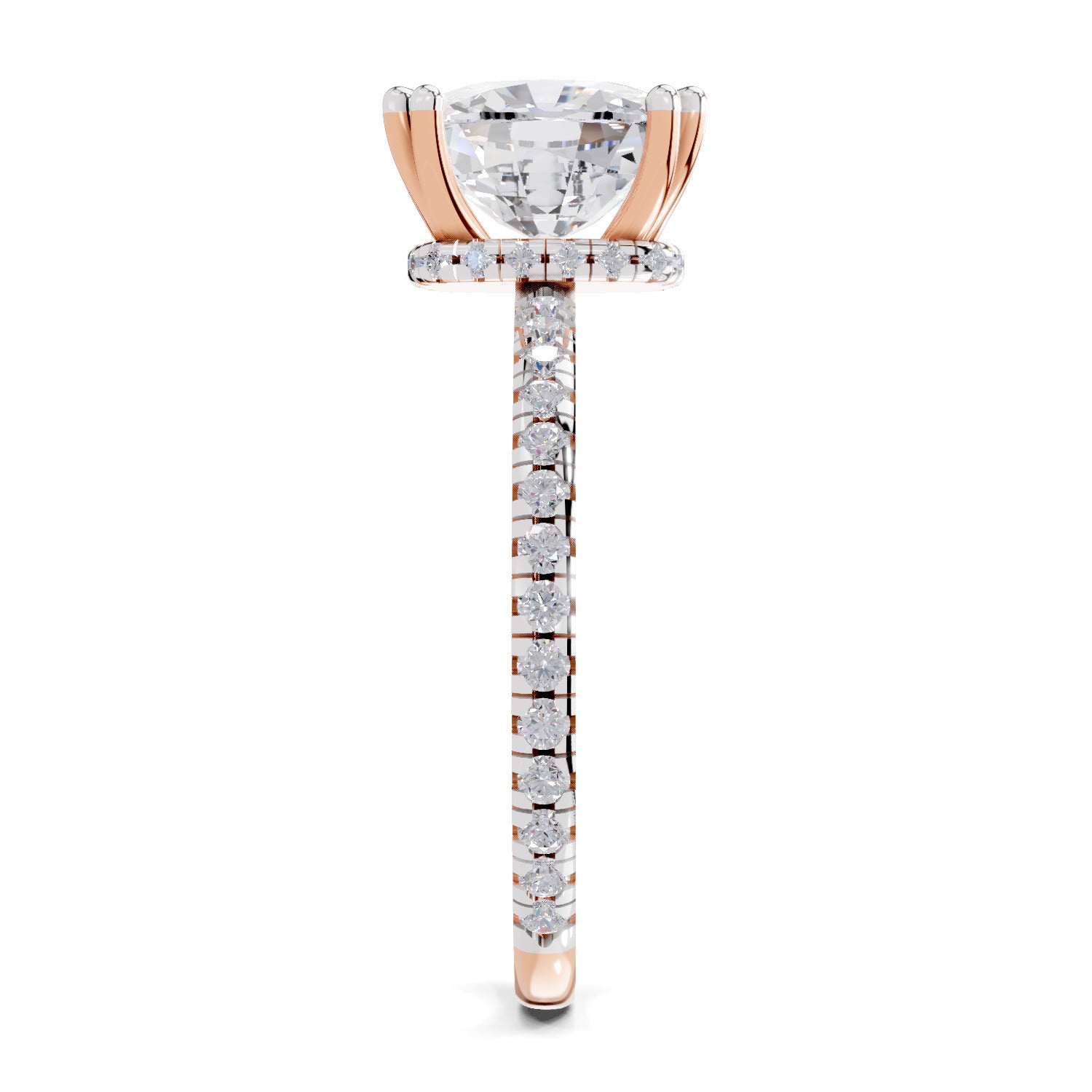 3.19 Ct Cushion Shape Solitaire Diamond Ring| 14K Rose Gold