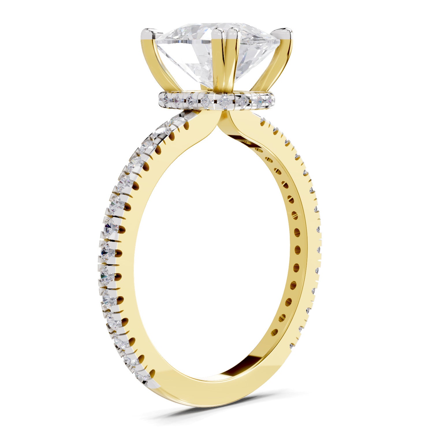 3.19 Ct Cushion Shape Solitaire Diamond Ring| 14K Yellow Gold