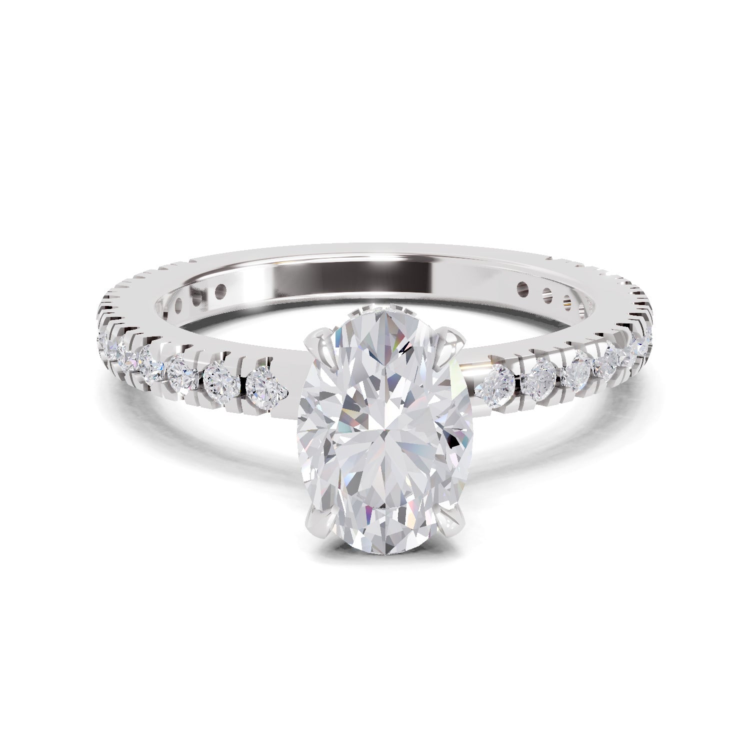 1.41 Ct Oval Shape Solitaire Diamond Ring| 14K White Gold