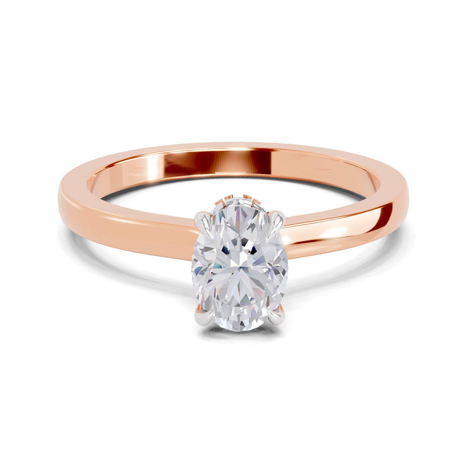 0.81 Ct Oval Shape Solitaire Diamond Ring| 14K Rose Gold