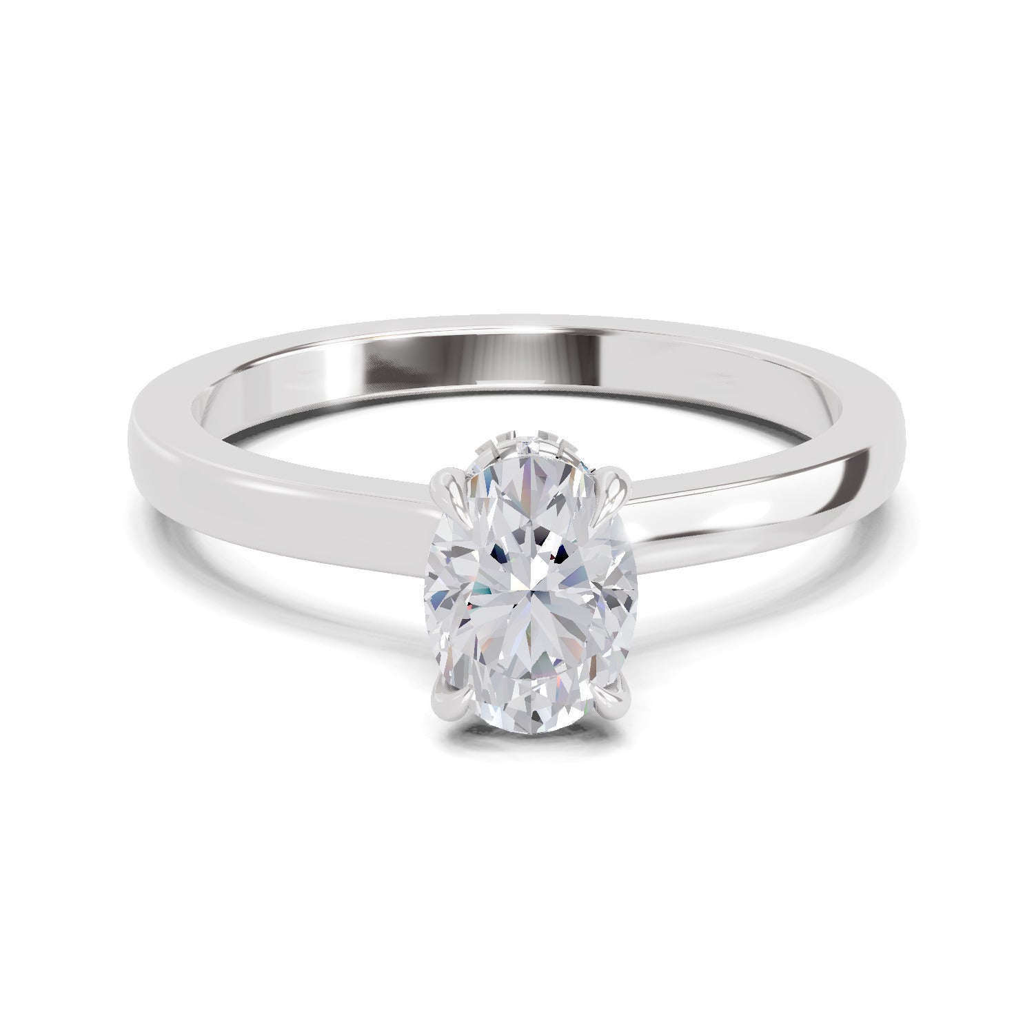 0.81 Ct Oval Shape Solitaire Diamond Ring| 14K White Gold