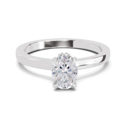 0.81 Ct Oval Shape Solitaire Diamond Ring| 14K White Gold