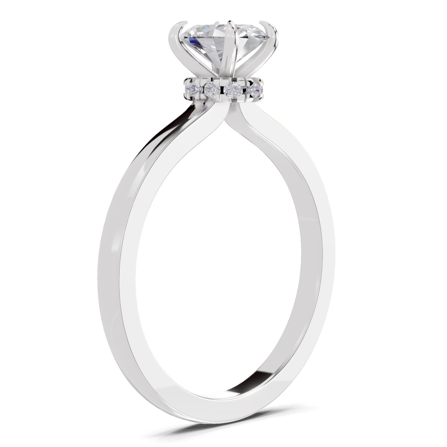 0.81 Ct Oval Shape Solitaire Diamond Ring| 14K White Gold