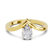 0.5 Ct Pear Shape Solitaire Diamond Ring| 14K Yellow Gold
