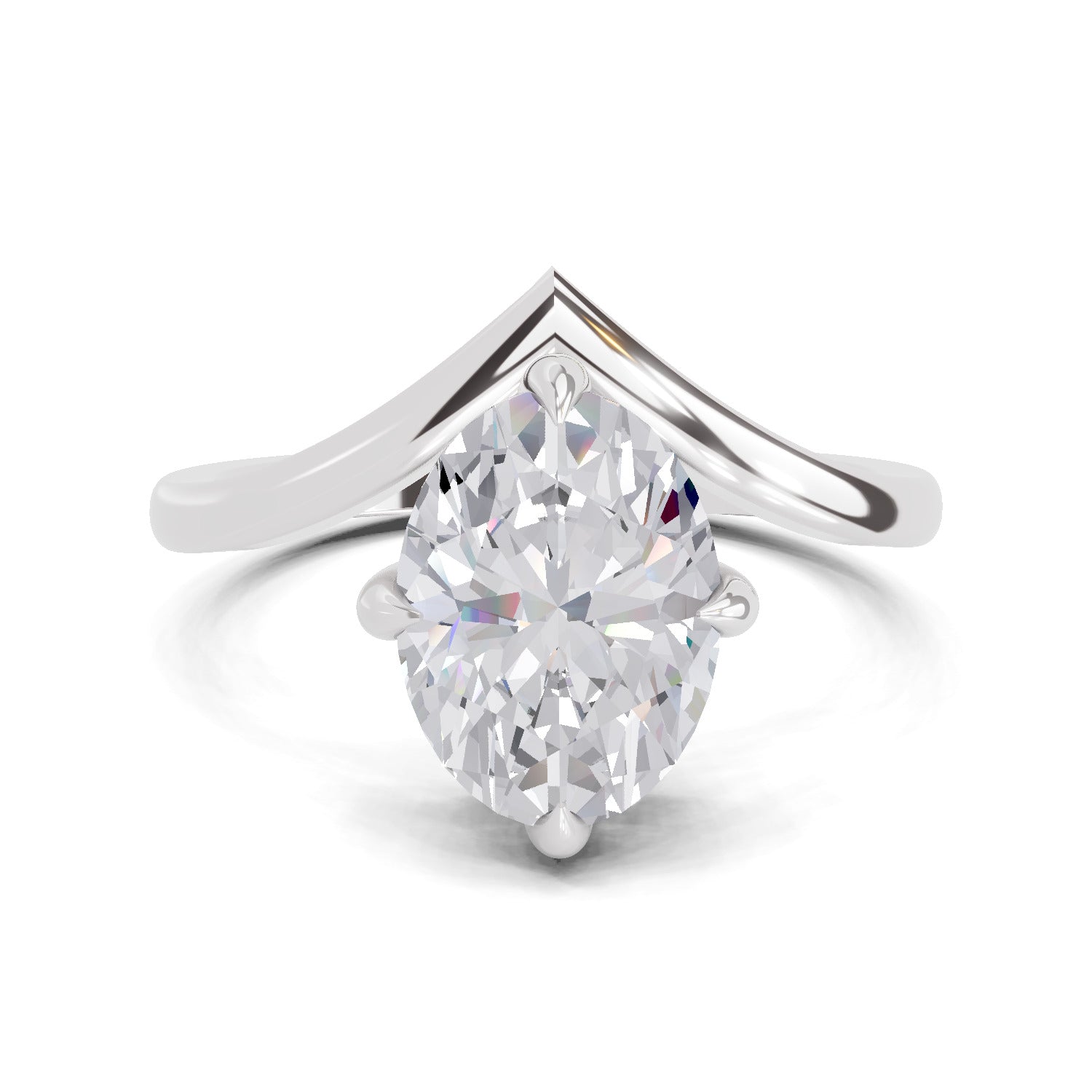 2 Ct Oval Shape Solitaire Diamond Ring| 14K White Gold