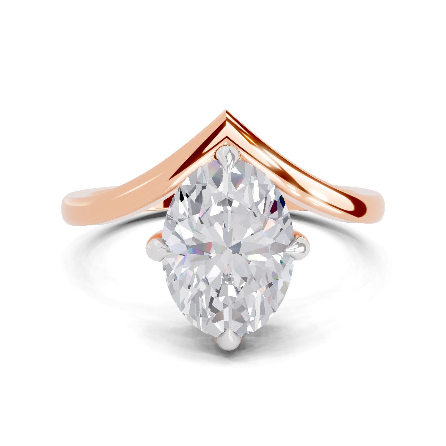 3 Ct Oval Shape Solitaire Diamond Ring| 14K Rose Gold