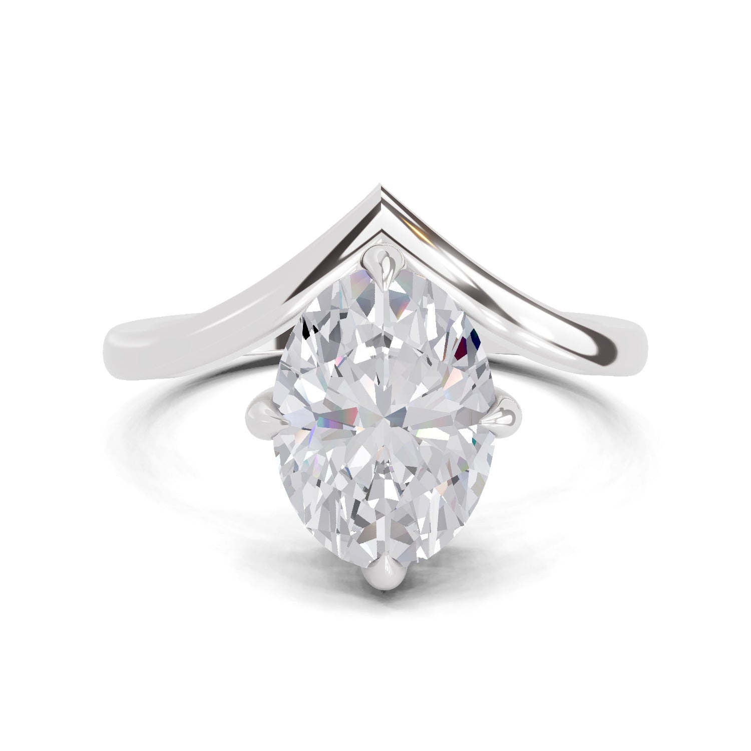 3 Ct Oval Shape Solitaire Diamond Ring| 14K White Gold