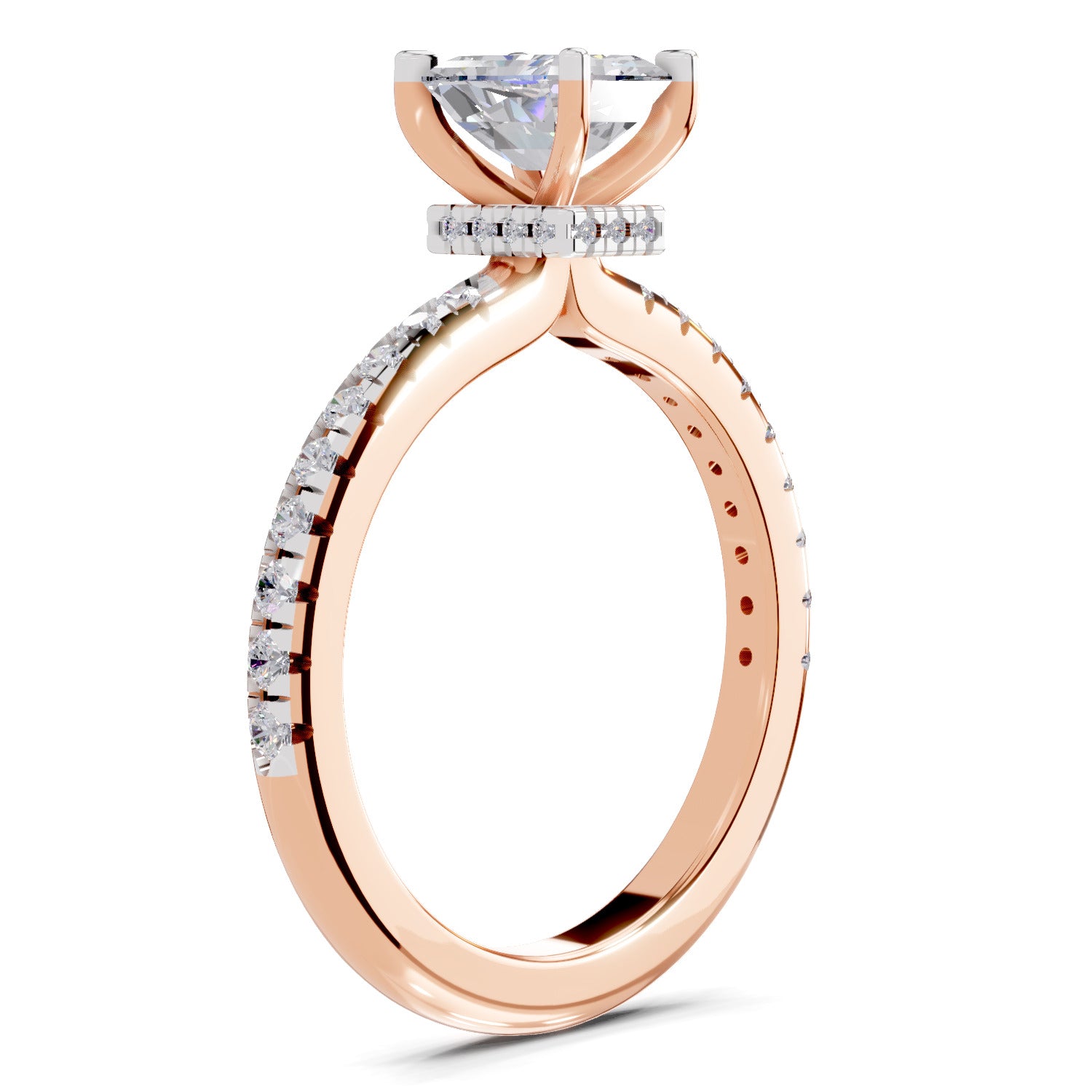 1.02 Ct Emerald Shape Solitaire Diamond Ring| 14K Rose Gold