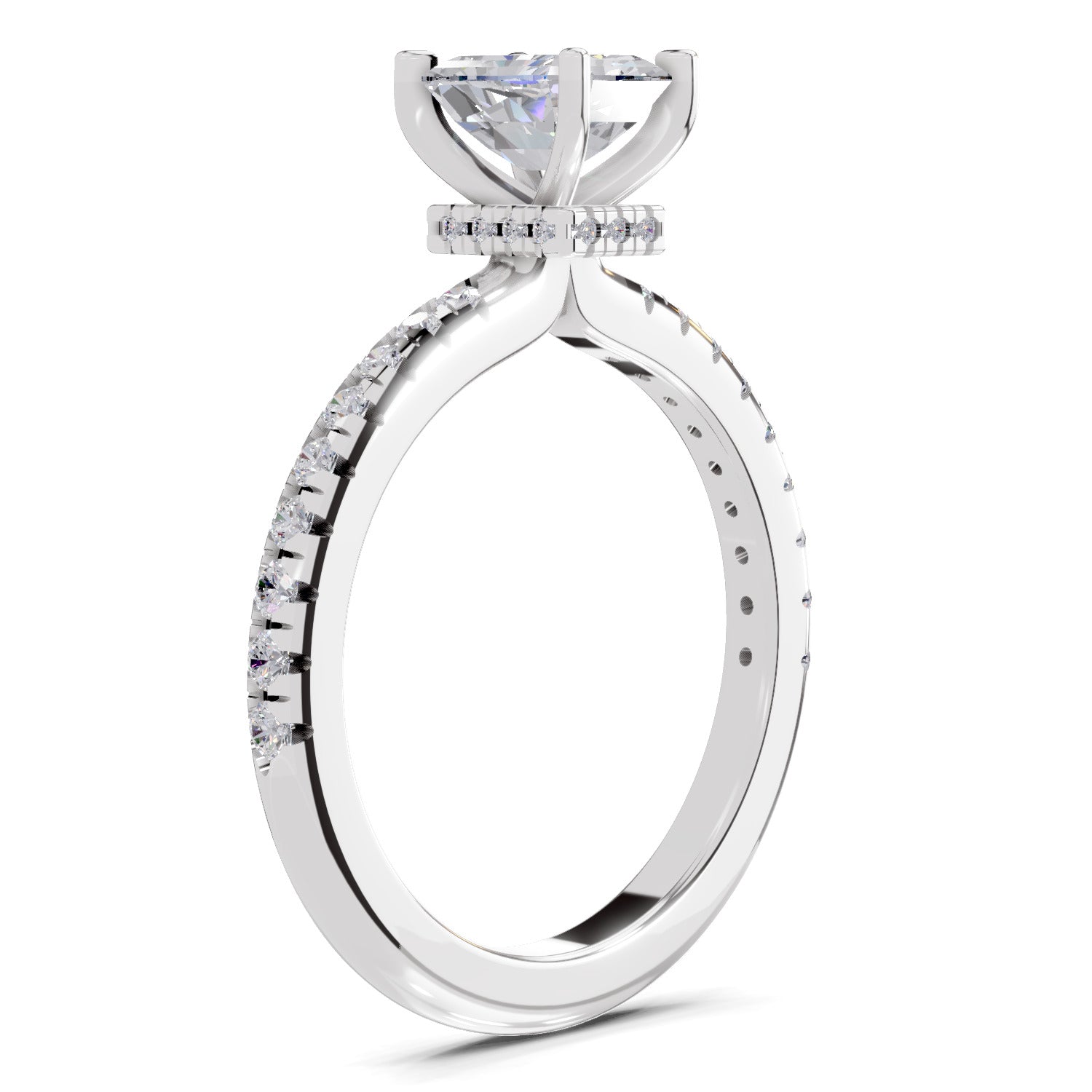 1.02 Ct Emerald Shape Solitaire Diamond Ring| 14K White Gold